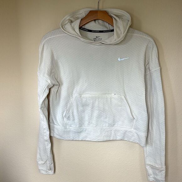 Nike Women's small Running sweatshirt Hoodie Hyperwarm Therma white cream S - Picture 2 of 10